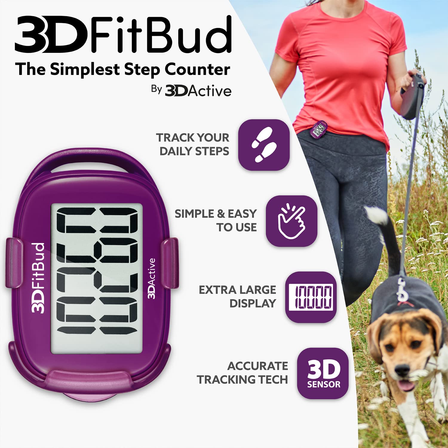 3DActive 3DFitBud pantalla grande legible, lectura fácil