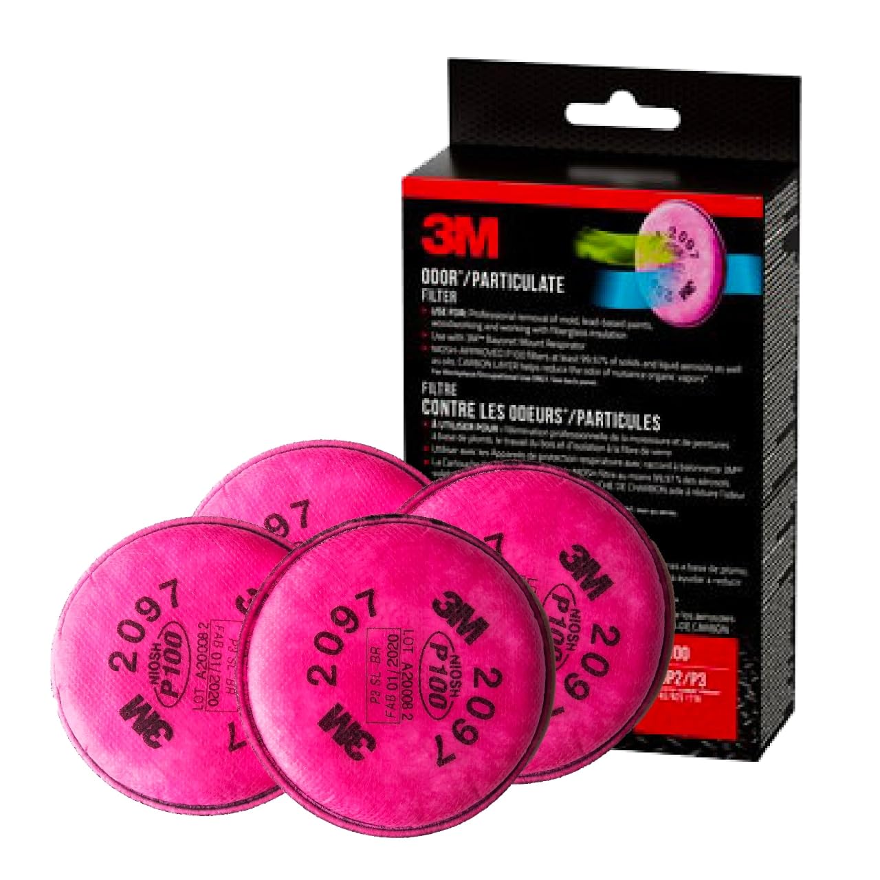 3M 2097 frontal del empaque mostrando 2 pares y compatibilidad 6000/7500