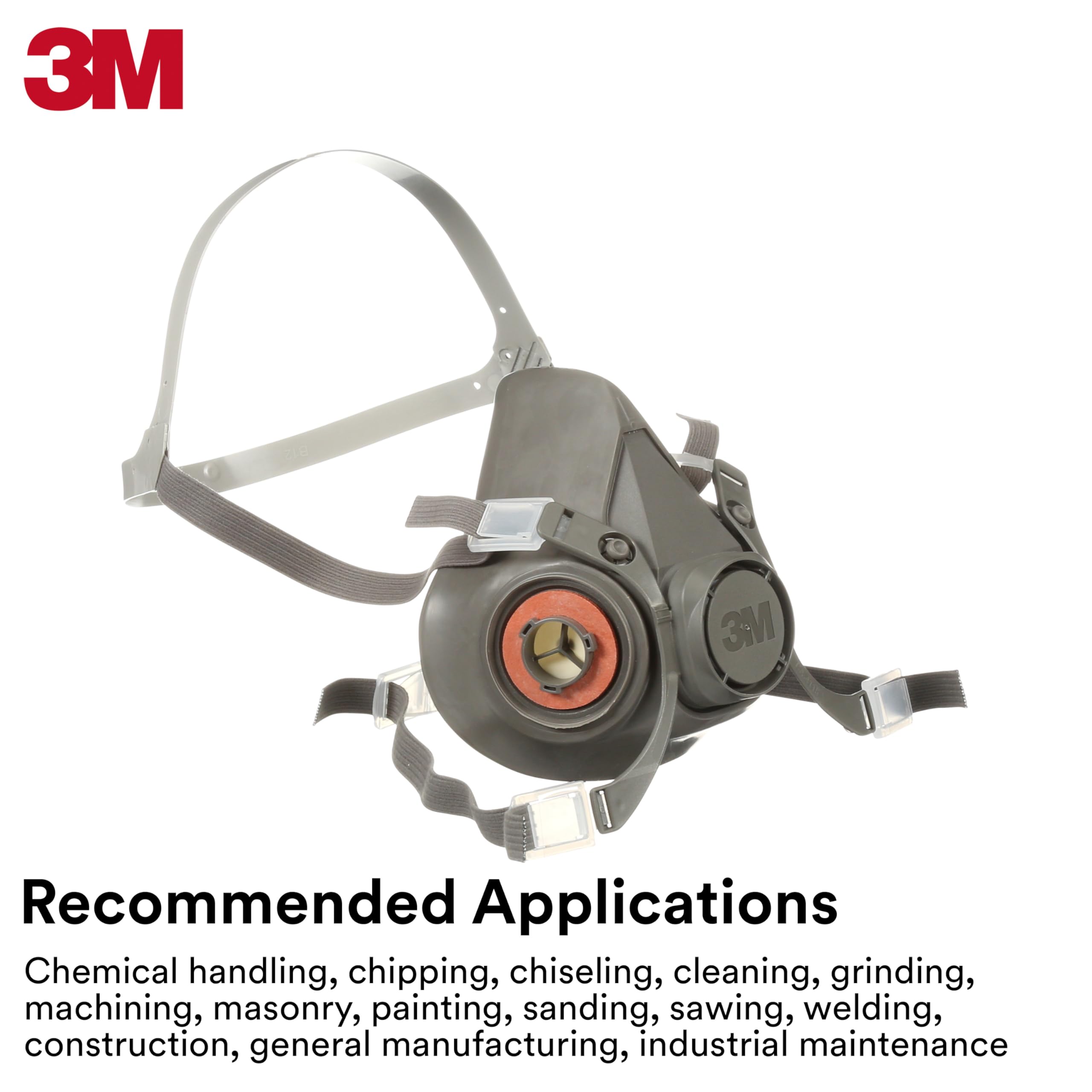 3M 6300 comparado con mano para mostrar escala y ergonomía