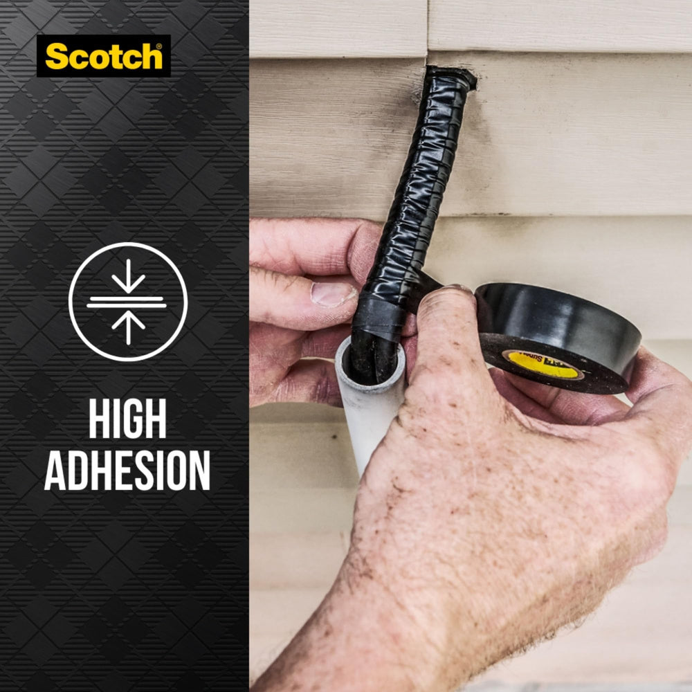 3M Scotch Super 33+ vista lateral del rollo para apreciar cantidad de cinta
