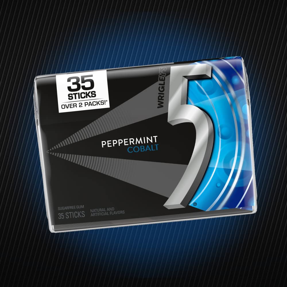 5 GUM sticks ordenados que muestran cantidad y presentación portátil