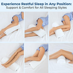 5 STARS UNITED almohada colocada bajo rodillas de persona durmiendo boca arriba