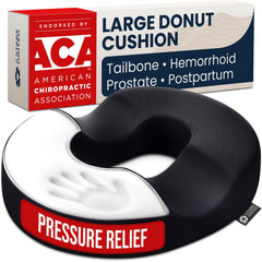 5 STARS UNITED cojín donut frontal mostrando diseño ergonómico y alivio inmediato