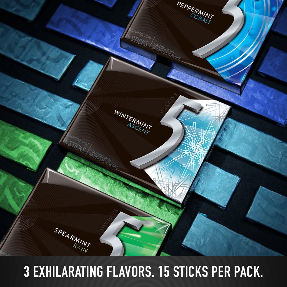 5 Gum paquetes individuales desplegados para fácil transporte