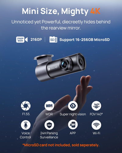 70mai M310 Plus mounted on windshield capturing wide-angle road coverage for safety