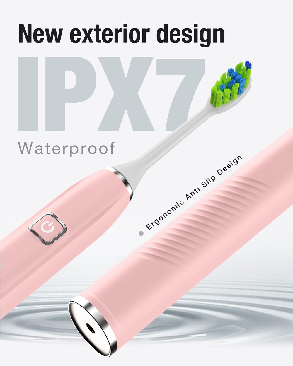 7AM2M cepillo eléctrico usado en el baño demostrando seguridad IPX7