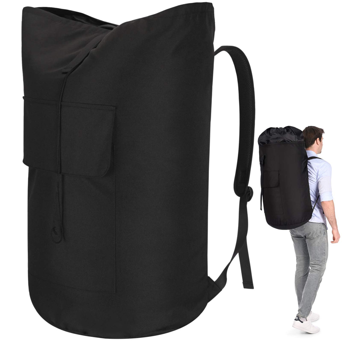 Ãzhido vista frontal de la mochila de lavandería con gran capacidad y tirantes