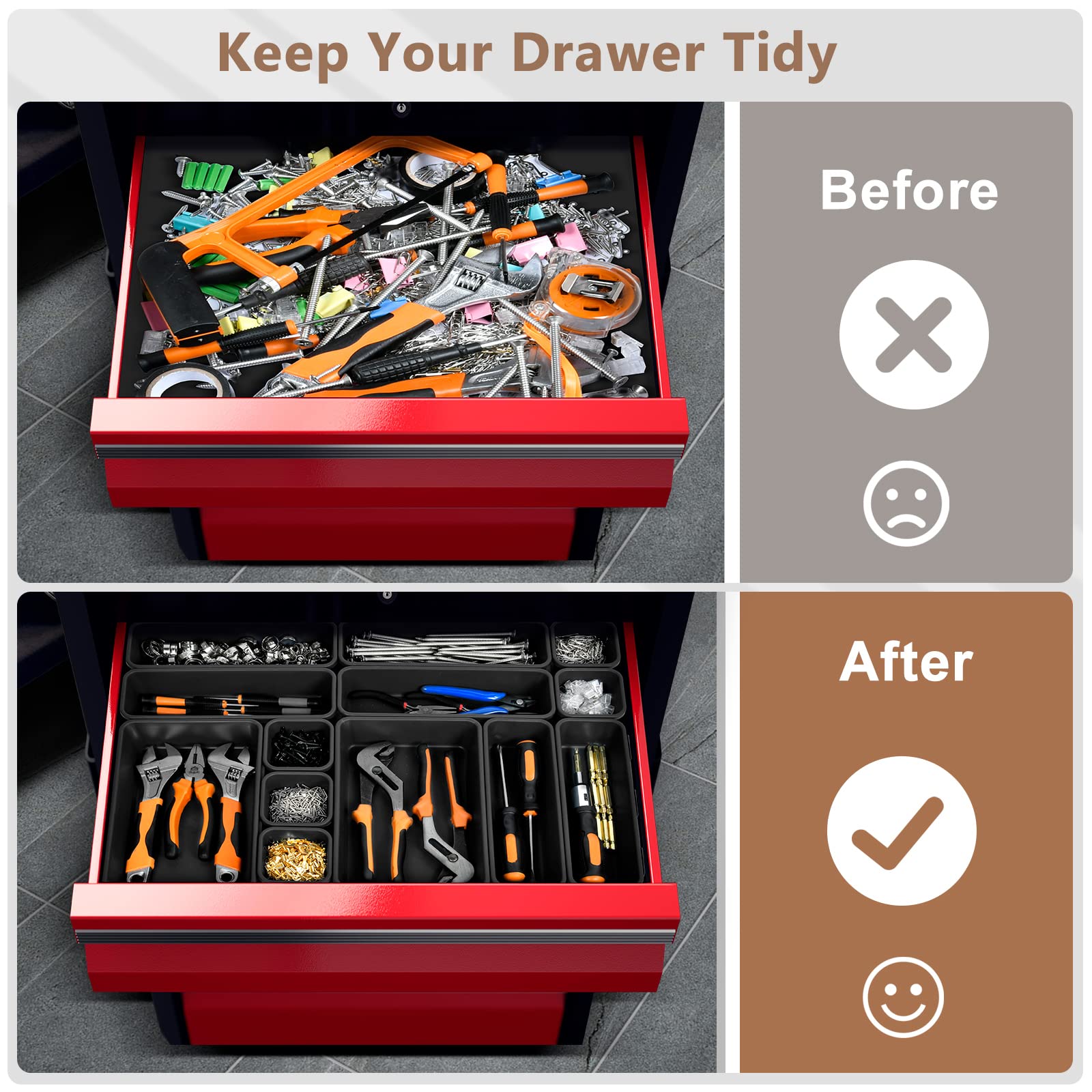 A-LuGei overhead tray with tools demonstrating fast access and sorting
