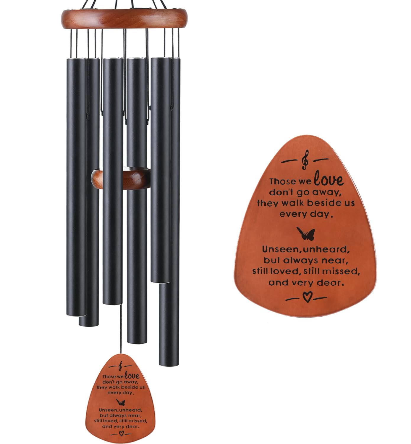 ABEICO front view of memorial wind chime showing full length and finish for tribute