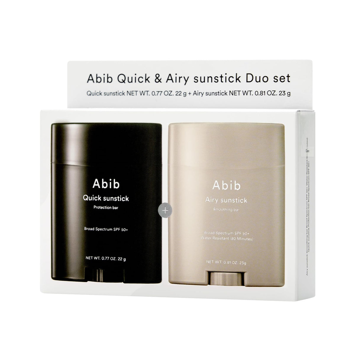Abib sunstick duo front packaging showing two compact sticks for easy protection