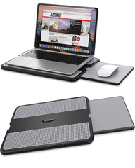 AboveTEK vista frontal de la mesa portátil con laptop segura y estable