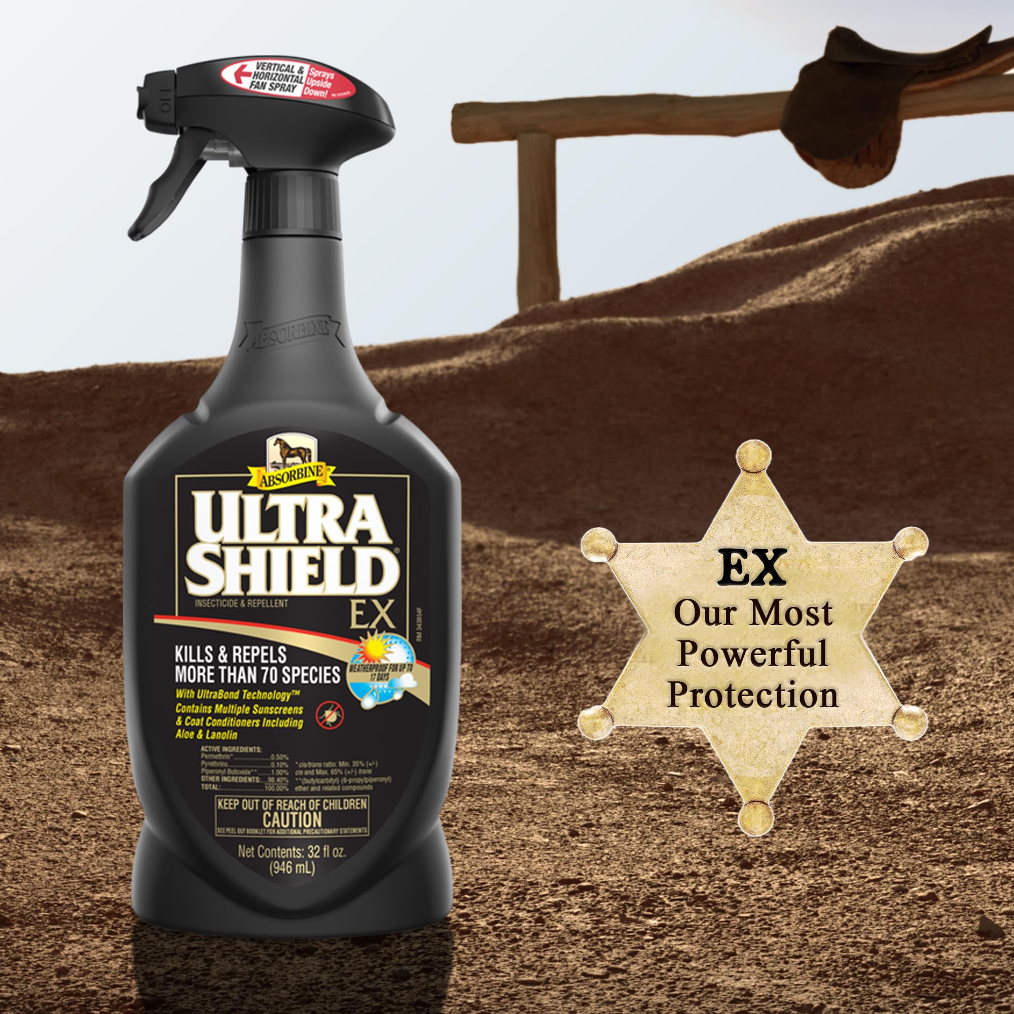 Absorbine UltraShield EX aplicándose en caballo para control de insectos