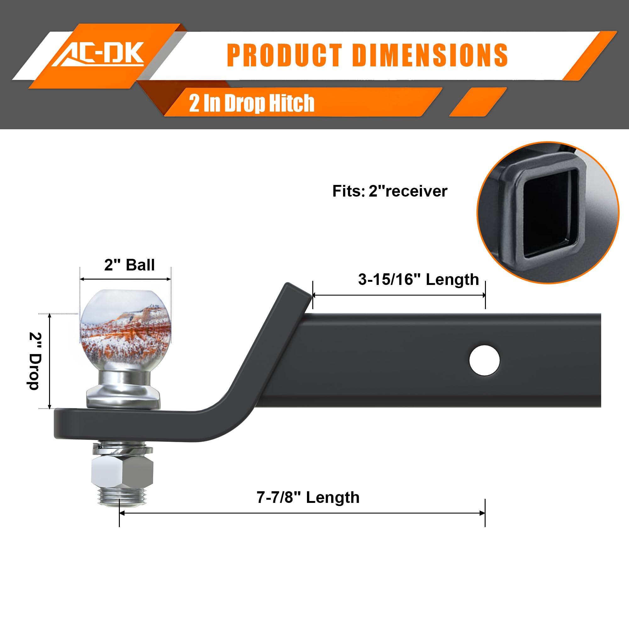 AC-DK primer plano de la bola cromada de 2" con resistencia a la corrosión