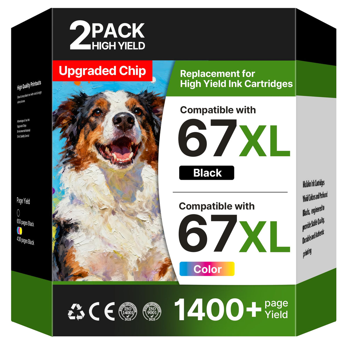Acaves 67XL front packaging showing combo pack and compatibility benefits