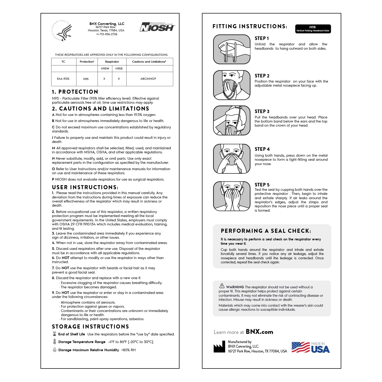 AccuMed BNX etiqueta con número NIOSH y beneficio de certificación