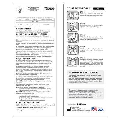 AccuMed BNX etiqueta con número NIOSH y beneficio de certificación