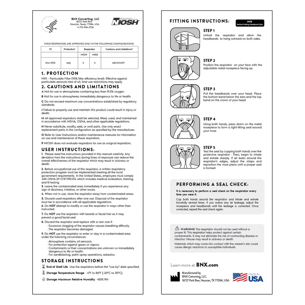 AccuMed BNX etiqueta con número NIOSH y beneficio de certificación