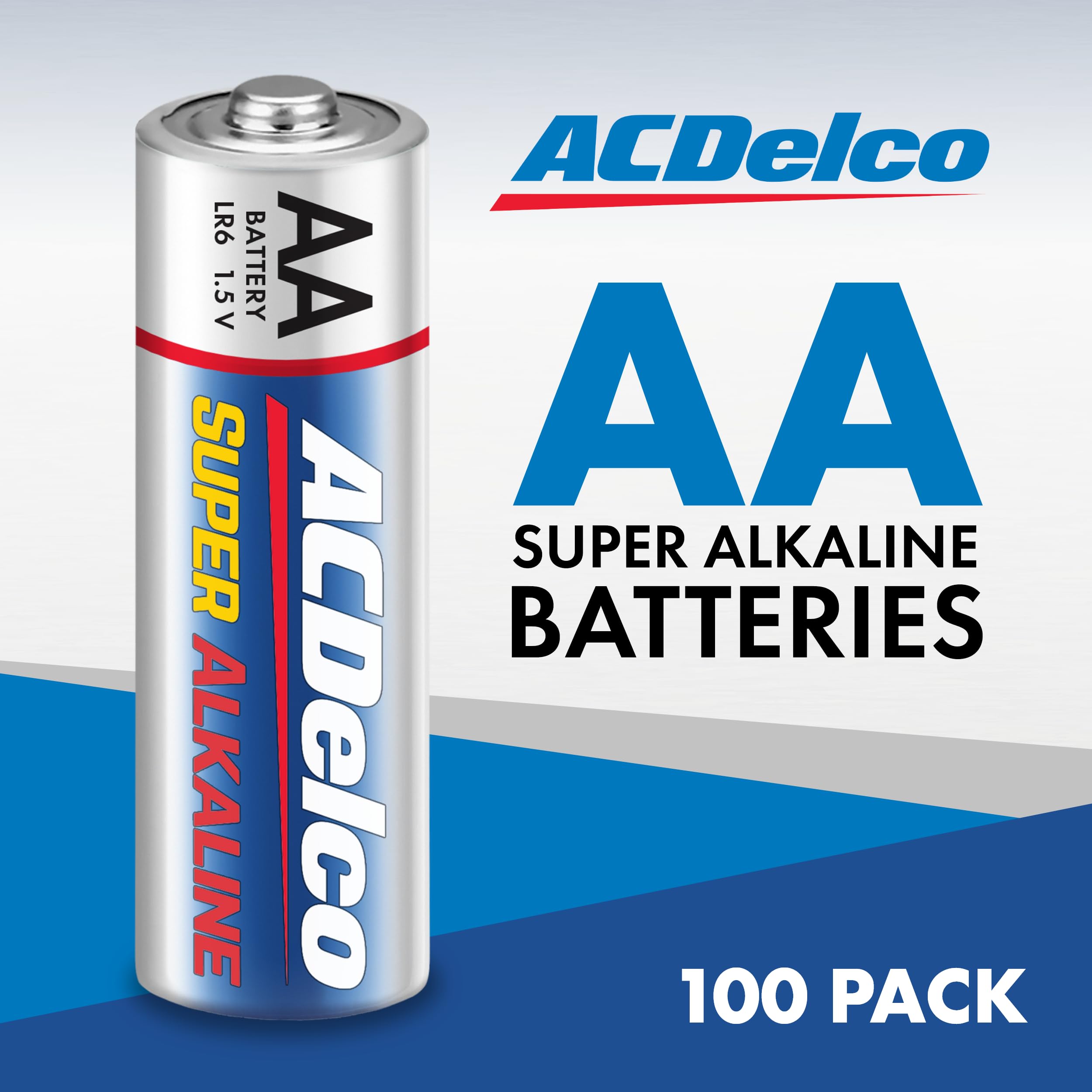 ACDelco primer plano de pila AA que resalta terminal y construcción fiable
