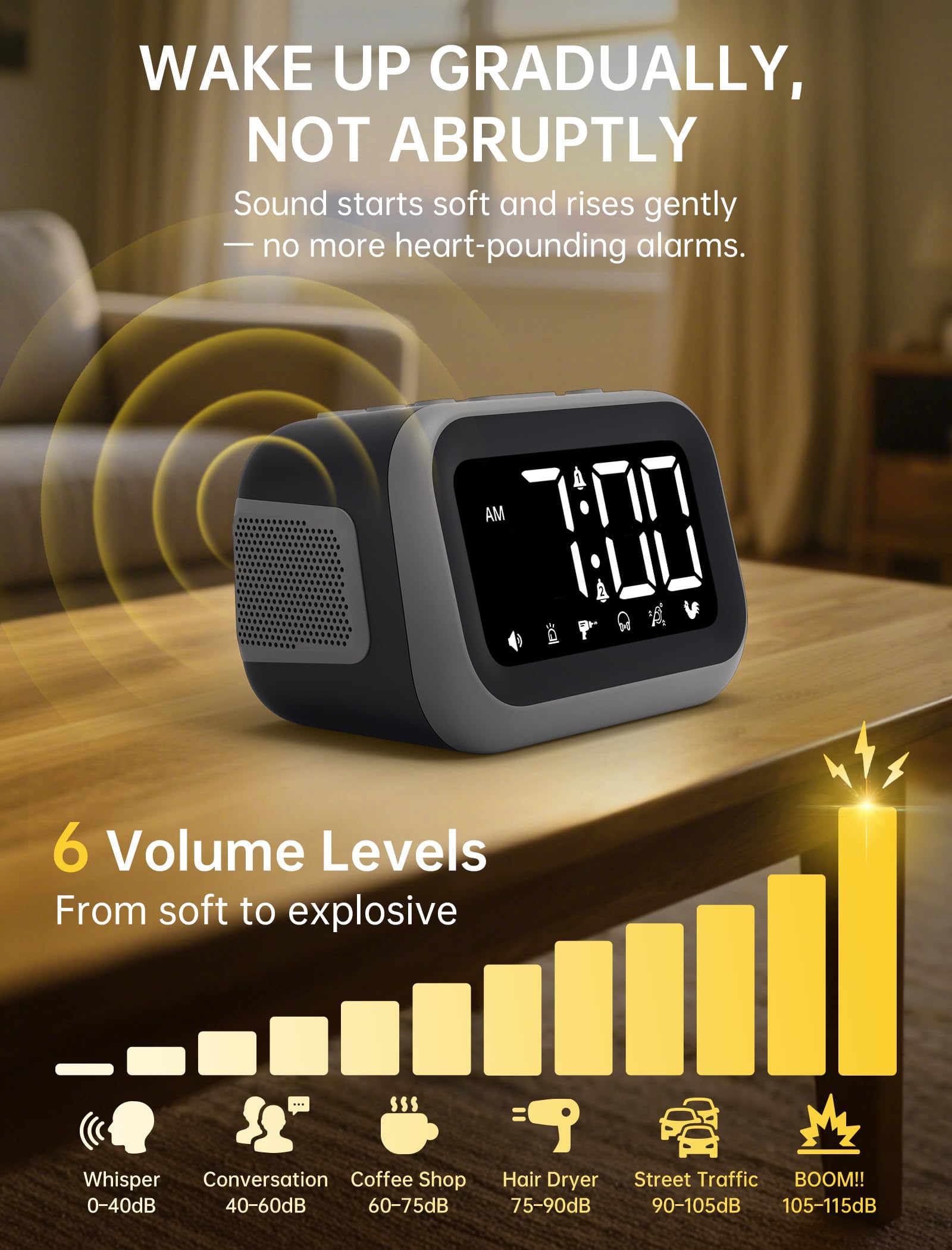Acedeck demostración volumen, alarma potente de 115 dB efectiva