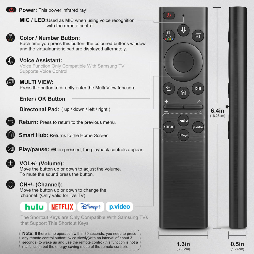 Acoyer mando colocado frente a Frame TV mostrando compatibilidad y estilo