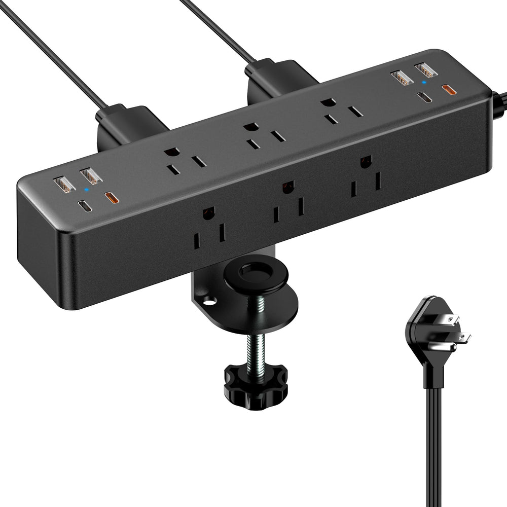 ACOZVIN vista frontal con tomas AC y puertos USB, organiza múltiples dispositivos