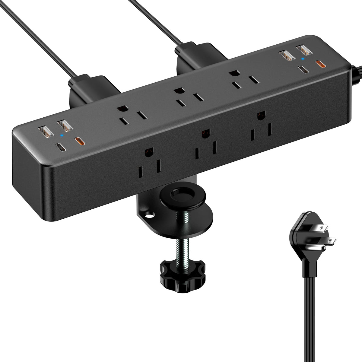 ACOZVIN vista frontal con tomas AC y puertos USB, organiza múltiples dispositivos