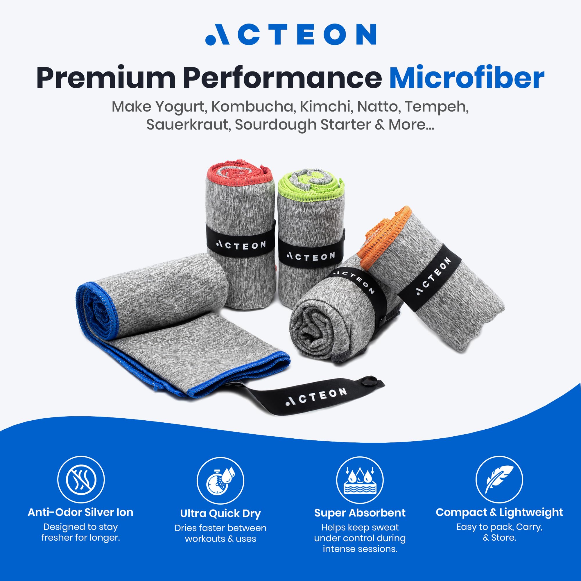 Acteon primer plano de microfibra, textura suave y alta absorción