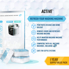 ACTIVE tablet closeup showing effervescent texture for deep scrubbing action