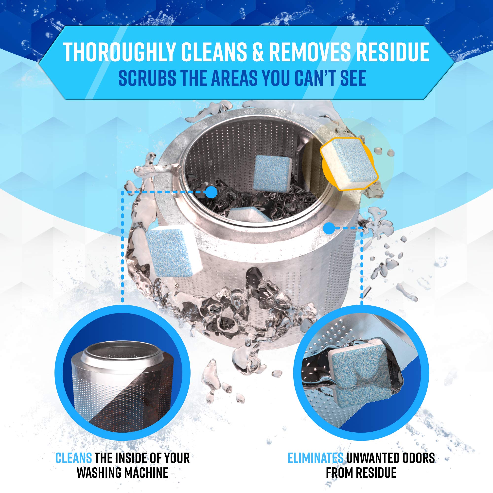 ACTIVE tablet dissolving in washer drum demonstrating easy maintenance use