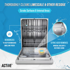 ACTIVE tablet dissolving in water demonstrating fast descaling action