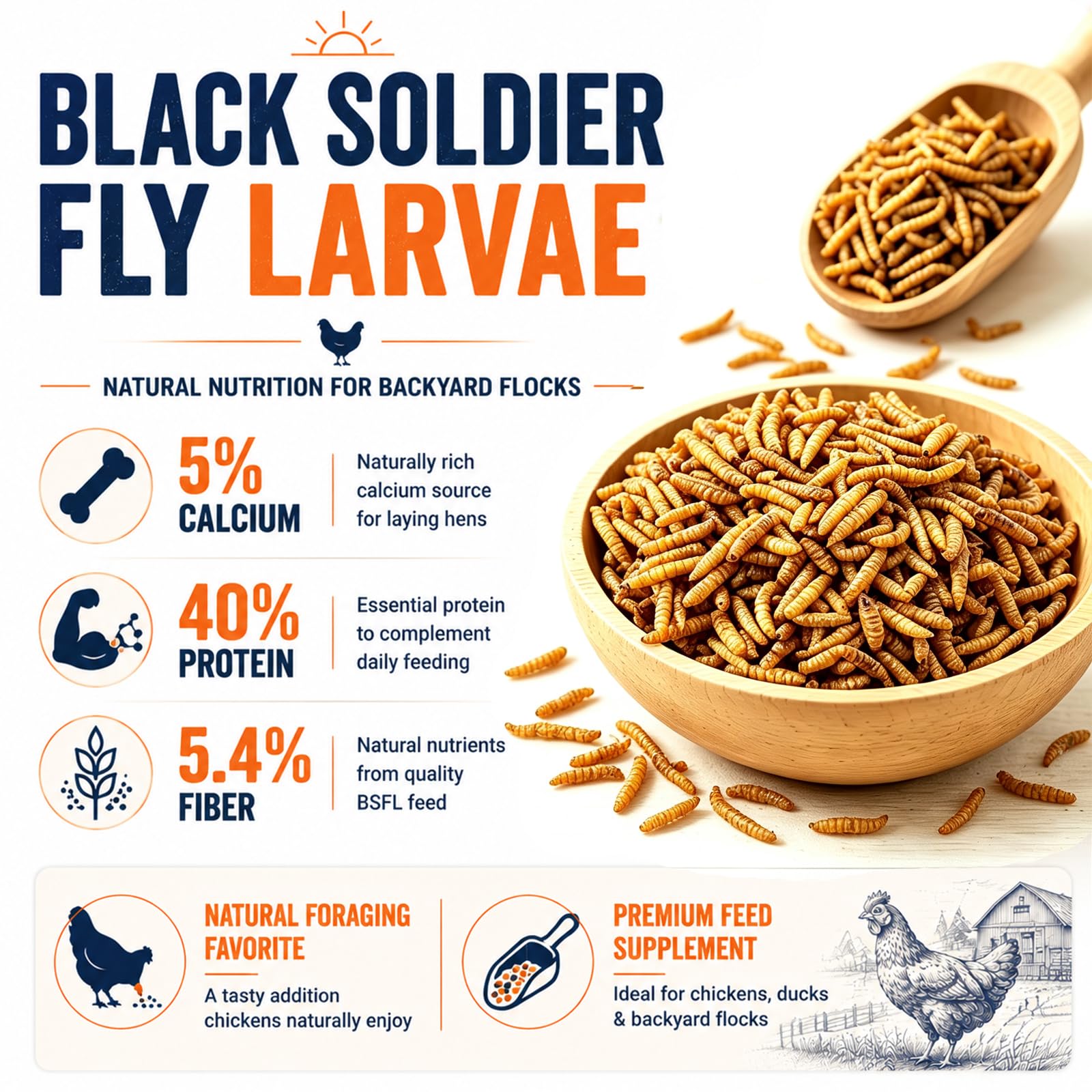 Adaman close-up of dried black soldier fly larvae texture and crunchy benefit