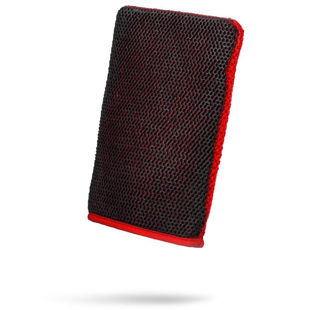 Adam's Polishes clay mitt front view showing glove fit and large working surface benefits