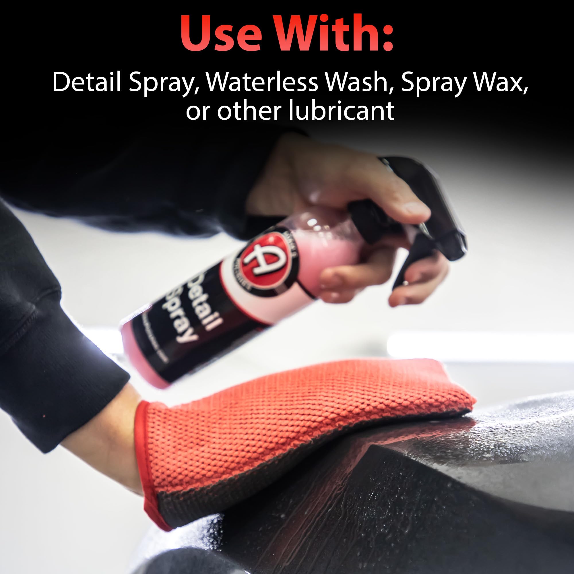 Adam's Polishes mitt being used on a windshield to remove fallout and improve clarity