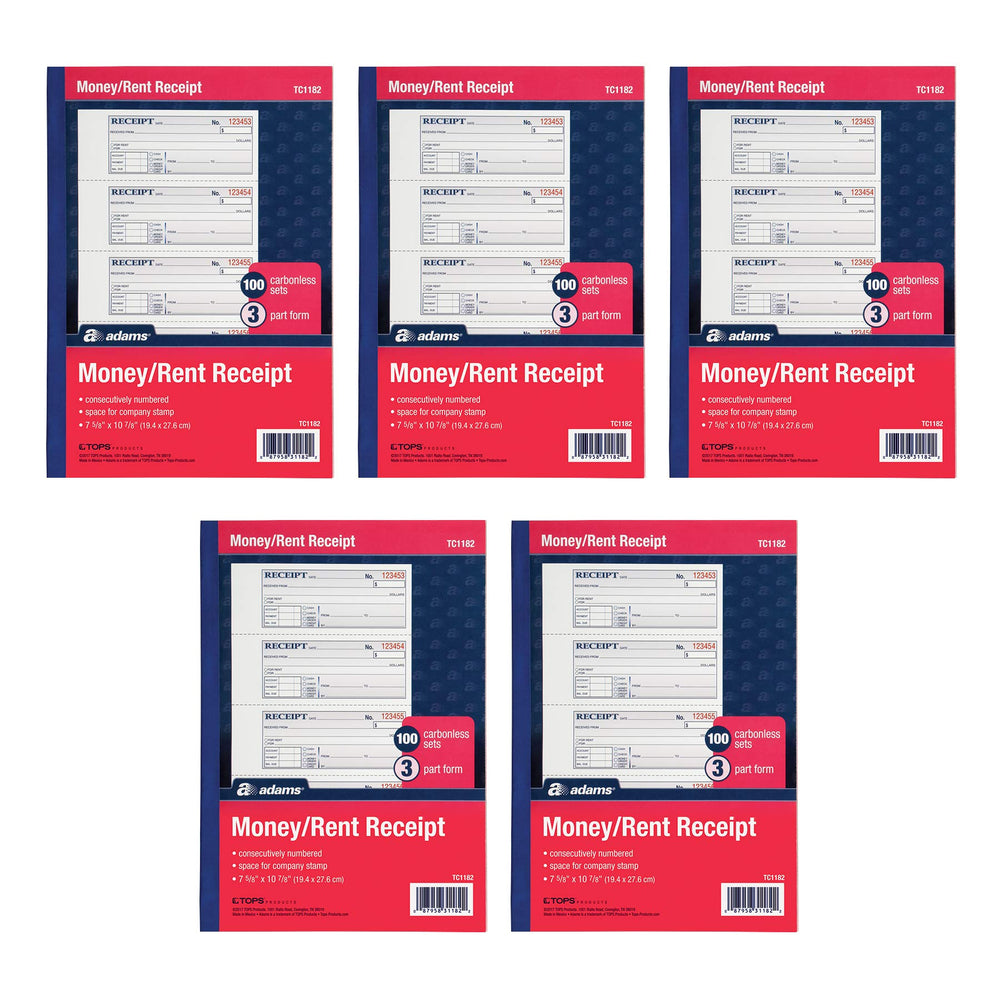 Adams front cover of bound receipt book showing durable wraparound cover and brand