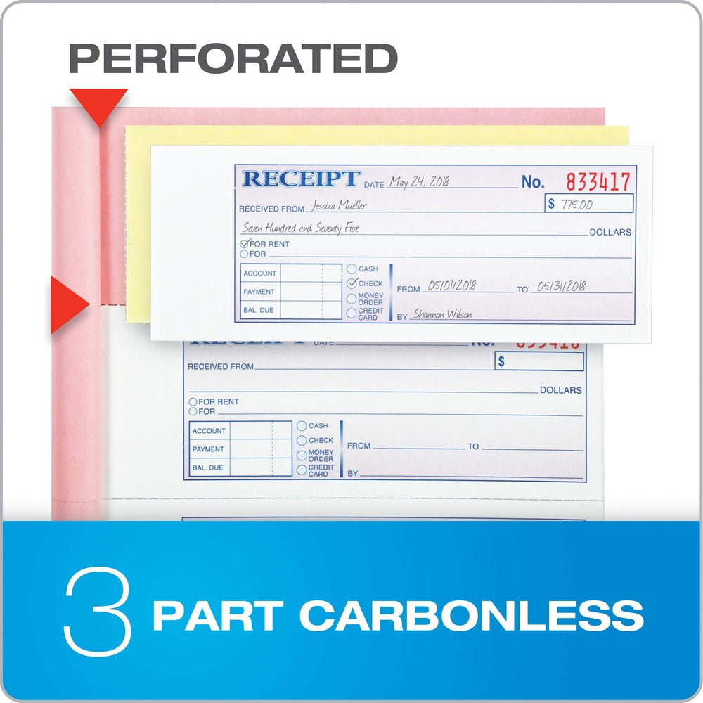 Adams three-part carbonless copies white canary pink for instant record duplicates