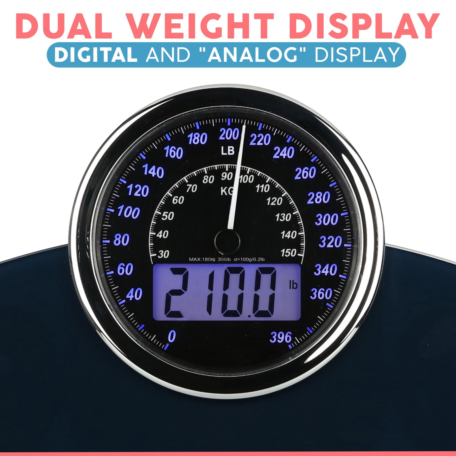 Adamson pantalla LCD retroiluminada con números claros y fáciles de leer