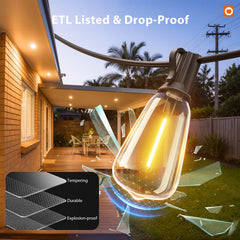 addlon string lights hung over patio creating cozy outdoor ambiance