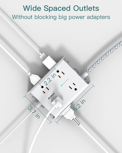 Addtam enchufe plano y cable trenzado de 5 ft para instalación compacta