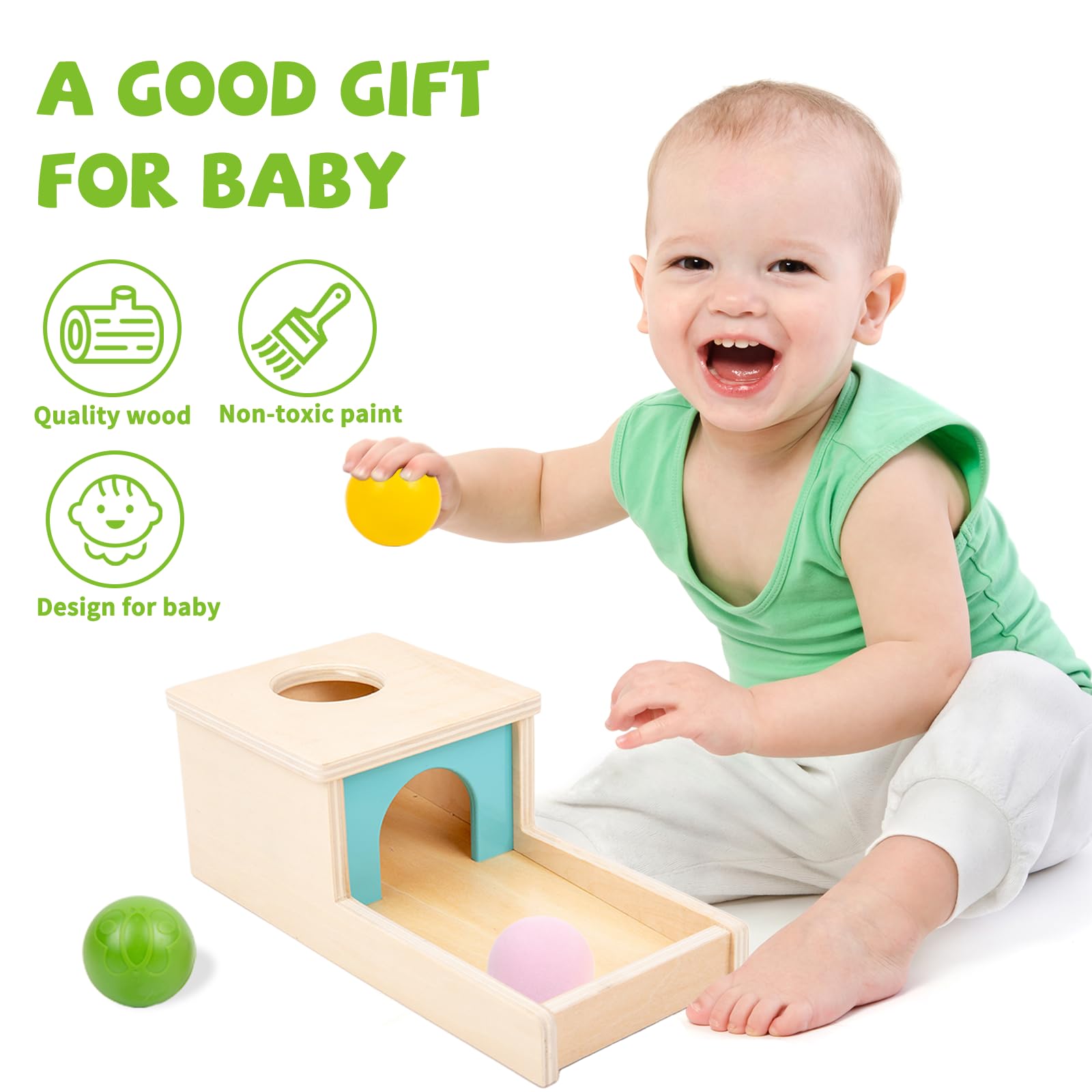 Adena Montessori pelotas de madera, plástico y EVA para estimular diferentes texturas