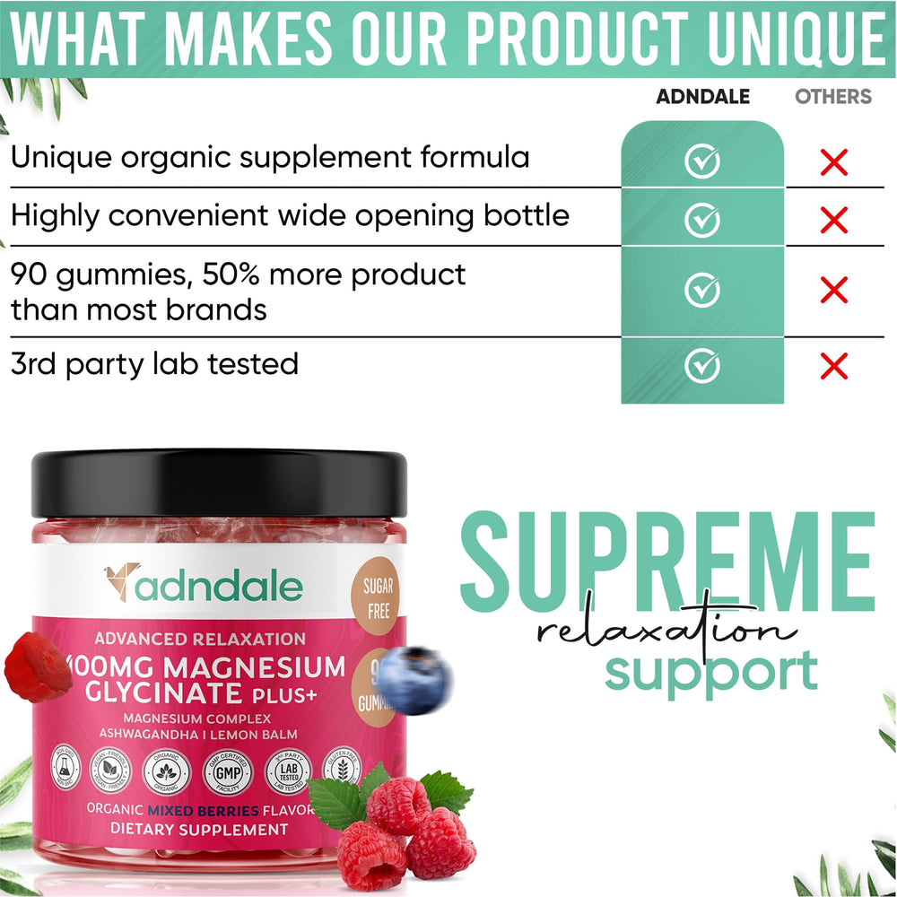 Adndale ingredientes naturales ashwagandha y melisa para calma