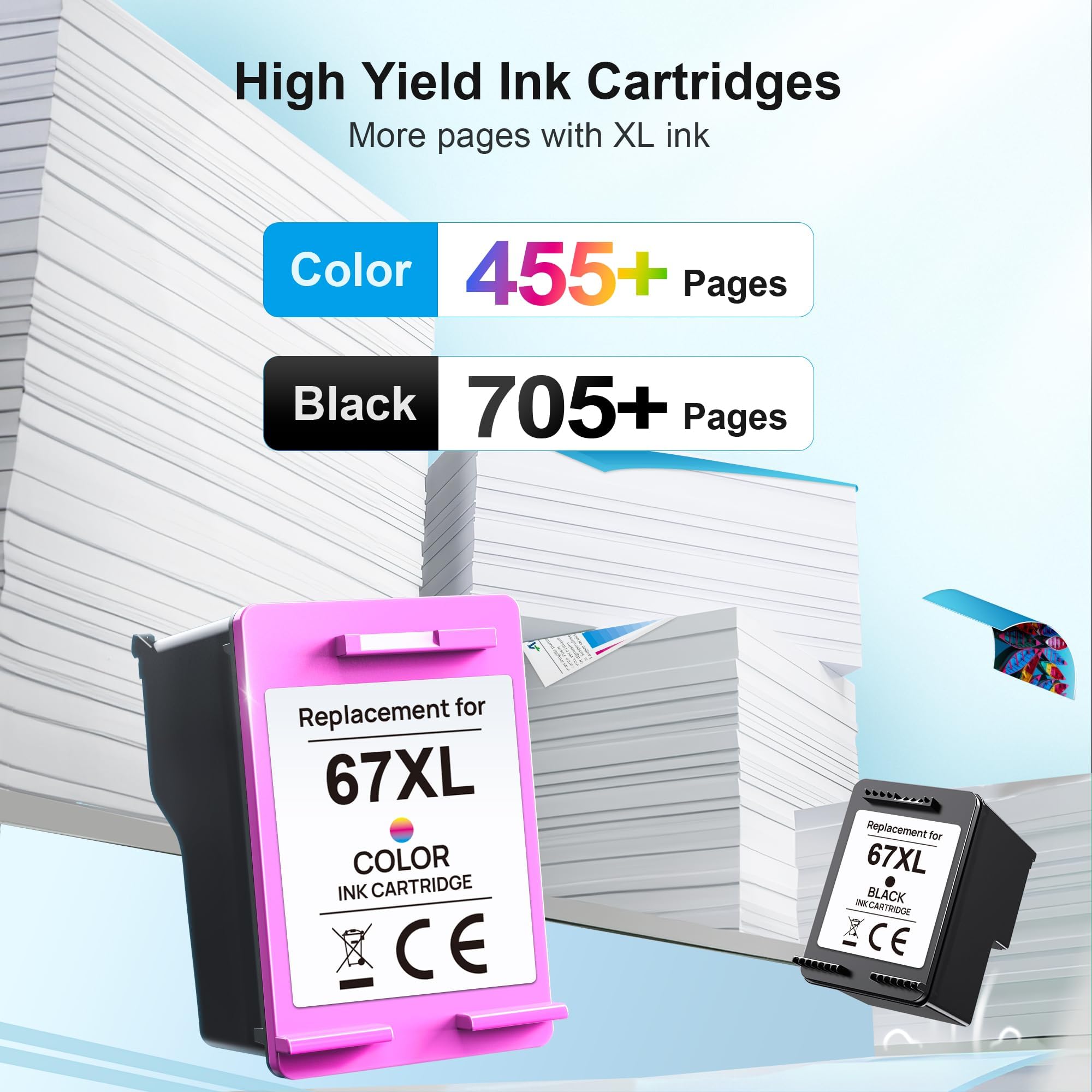 Adoccur cartucho negro 67XL primer plano para textos nítidos