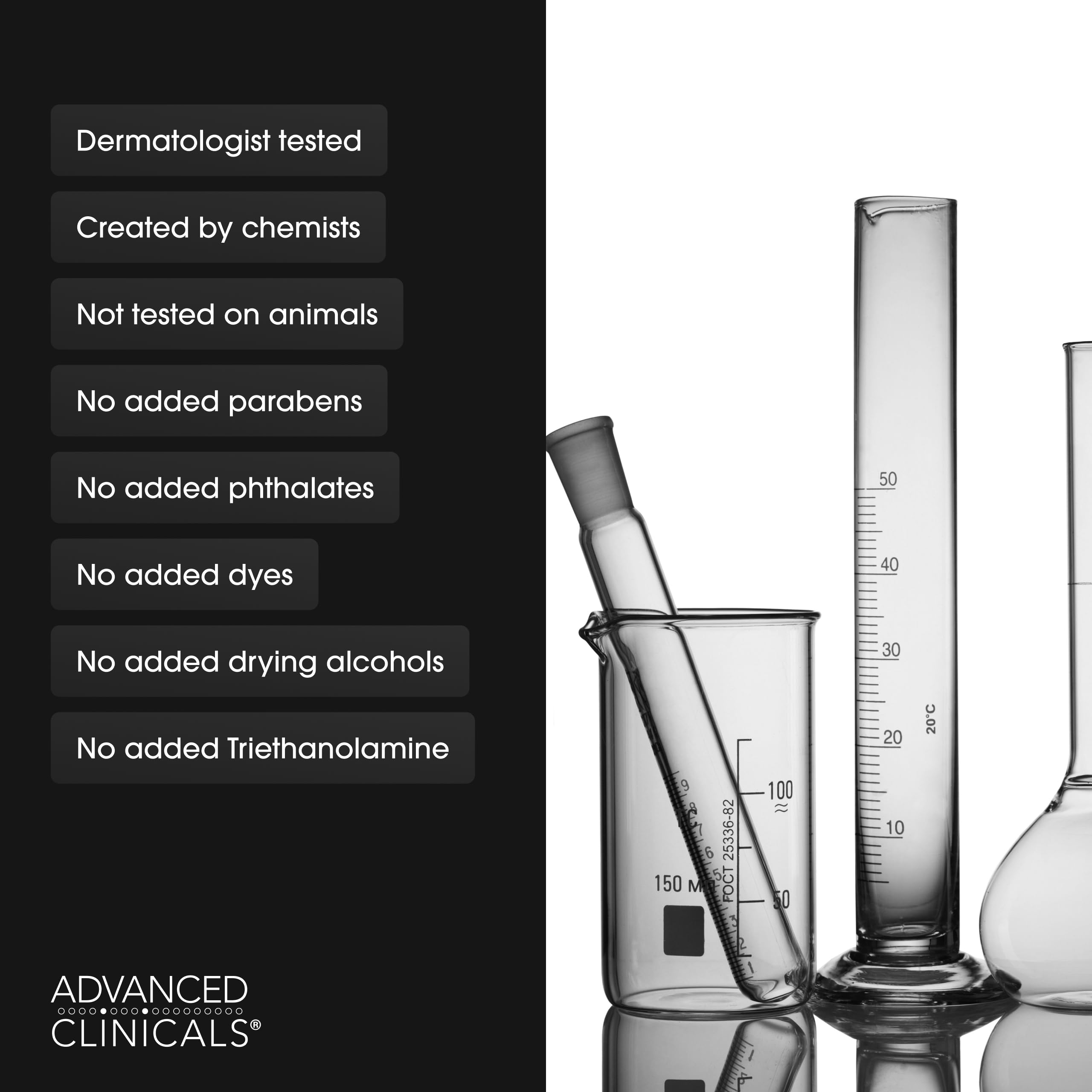 Advanced Clinicals producto en entorno de baño resaltando uso diario práctico