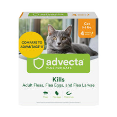 Advecta paquete frontal para gatos 5–9 lb mostrando presentación y beneficio