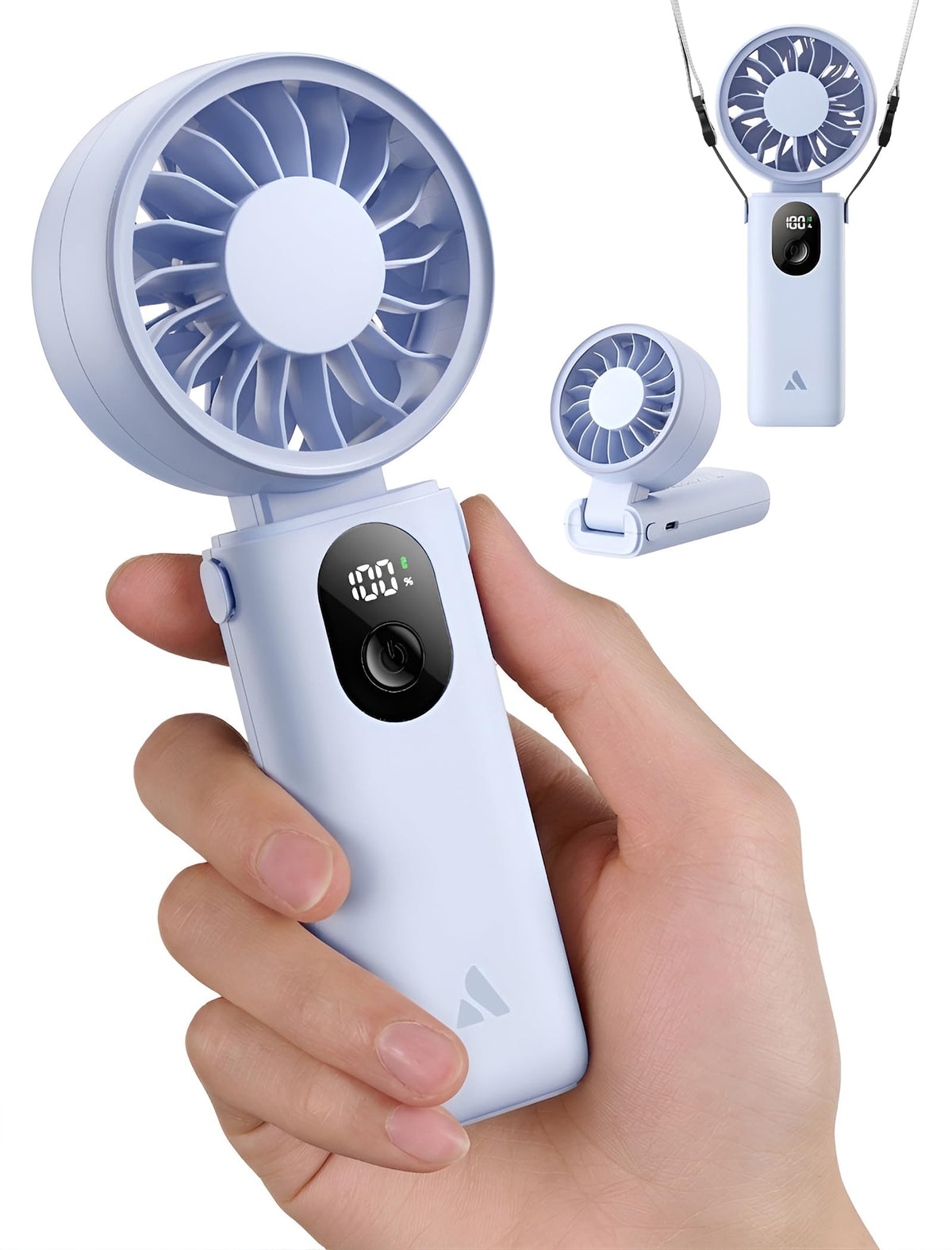 Aecooly ventilador frontal mostrando diseño compacto y botón de control, facilidad de manejo