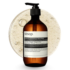 Aesop botellas frente mostrando diseño y volumen 500 mL para uso prolongado