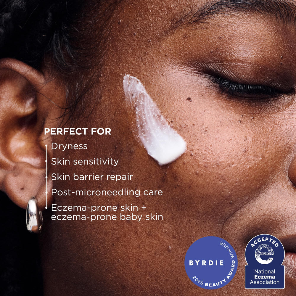AESTURA cream blended on cheek showing non-greasy, natural matte finish
