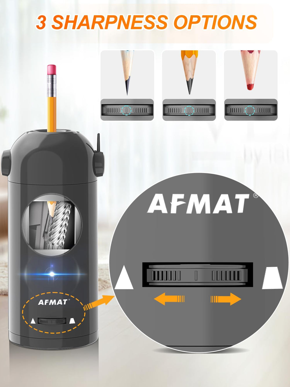 AFMAT PSX5 in classroom use demonstrating hands-free safety and quick sharpening