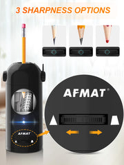 AFMAT PSX5 in use sharpening a colored pencil offering fast, hands-free sharpening