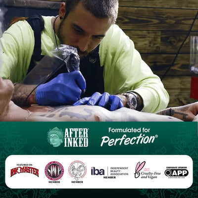 After Inked etiqueta con ingredientes clave y beneficios visibles