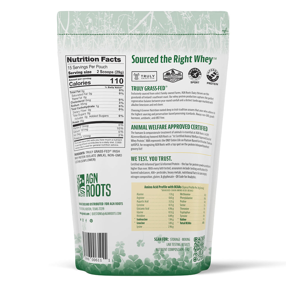 AGN Roots powder close-up texture illustrating fine, undenatured protein quality